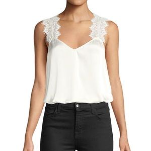 Cami NYC Chelsea White Lace Silk Tank Top Size M